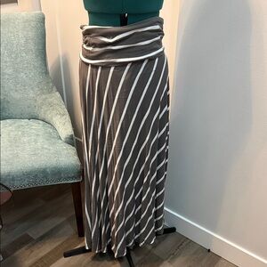 INC International Concepts Gray and White Striped Maxi Skirt